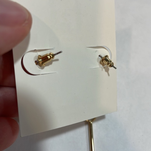 T&J Designs dangling small interlacing loops and post earrings, 18k gold plated - Picture 4 of 5